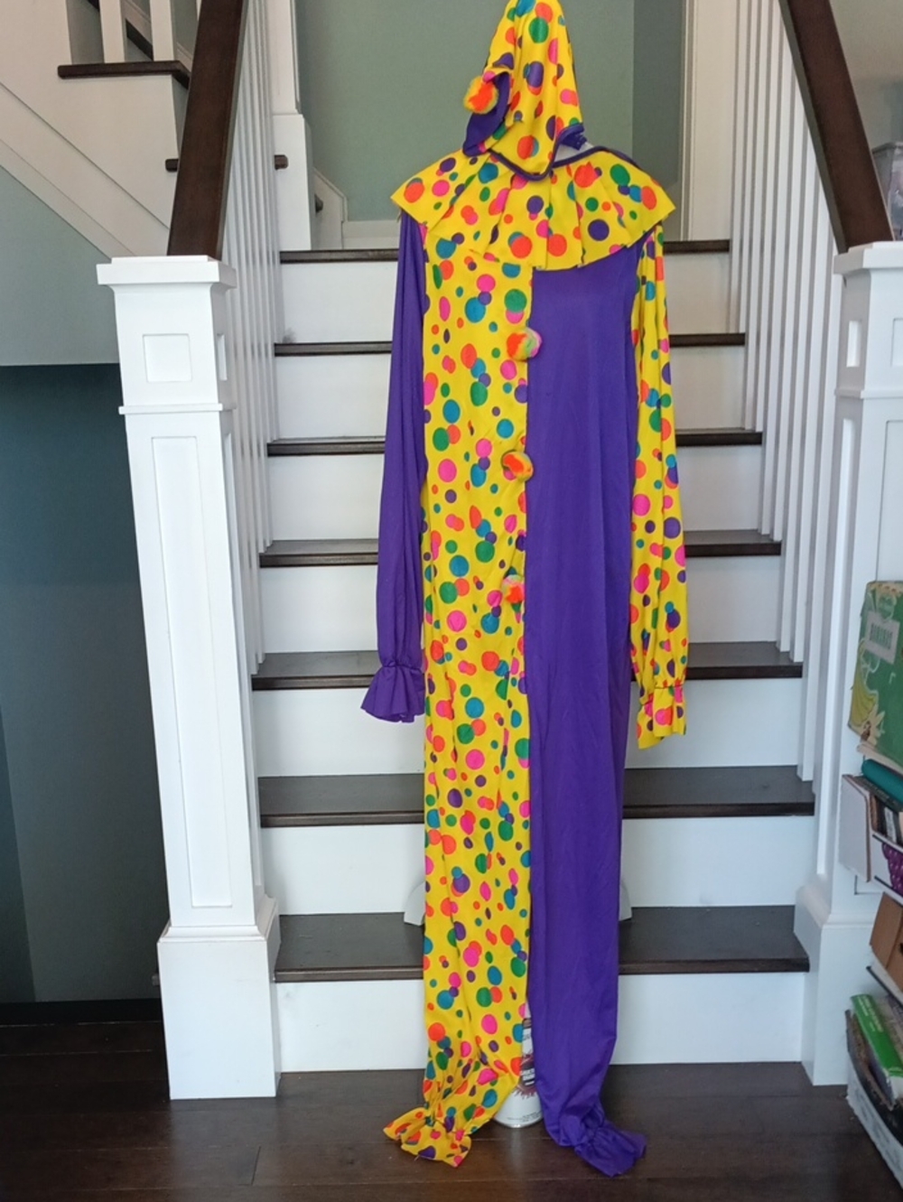 " Purple & Yellow Polka Dot Adult Clown Costume with hat